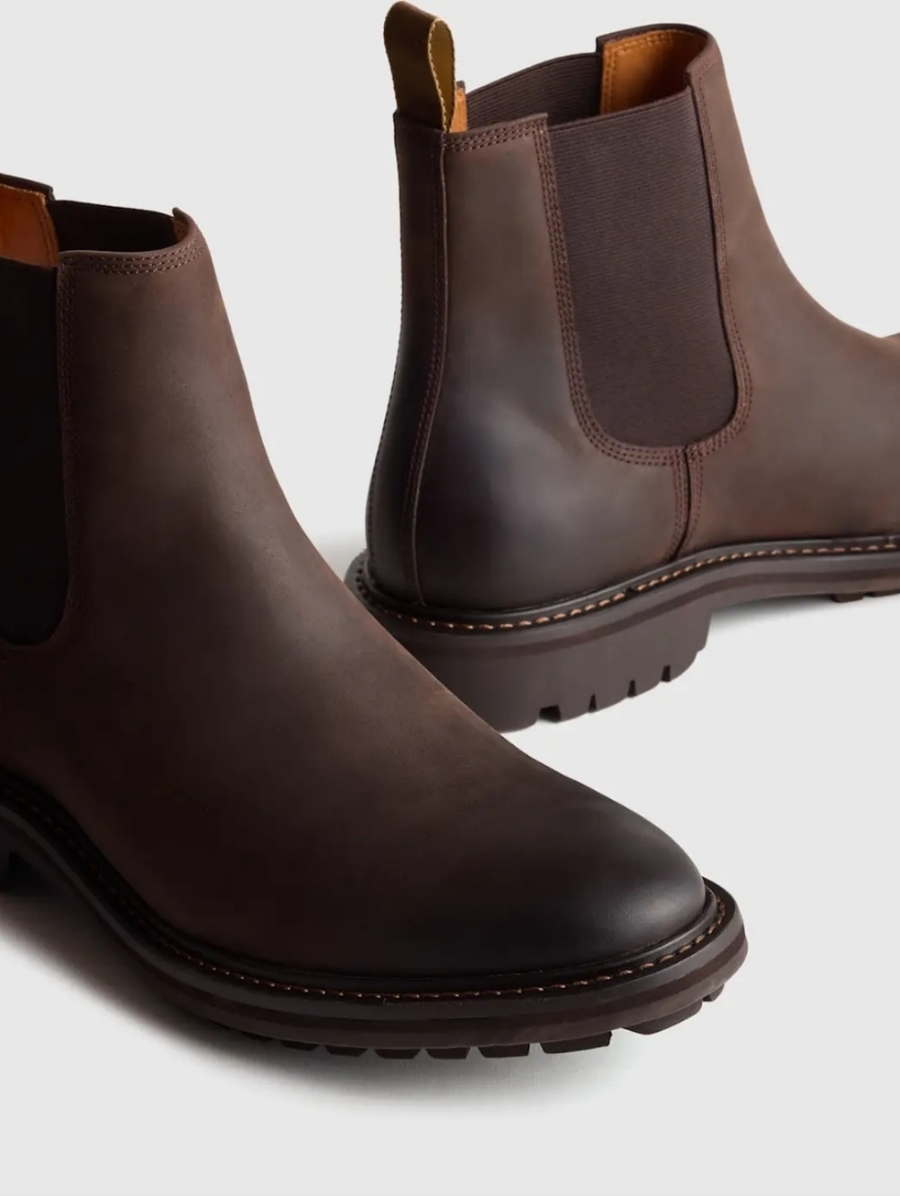 NWT Quince Rugged Leather Chelsea Boots Lug Sole Brown Brunette Mens 11